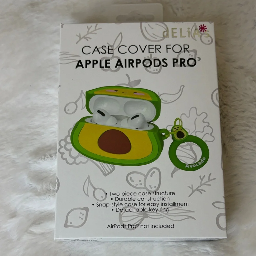 dELiA*s Avocado Green and Yellow Silicone AirPods Pro Case with Key Ring/Charm